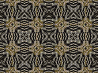 Image showing Ethnic pattern. Abstract kaleidoscope  fabric design.