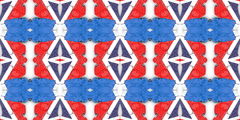 Image showing Ethnic pattern. Abstract kaleidoscope  fabric design.