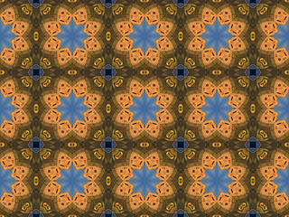 Image showing Ethnic pattern. Abstract kaleidoscope  fabric design.