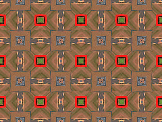 Image showing Ethnic pattern. Abstract kaleidoscope  fabric design.