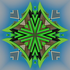 Image showing Ethnic pattern. Abstract kaleidoscope  fabric design.