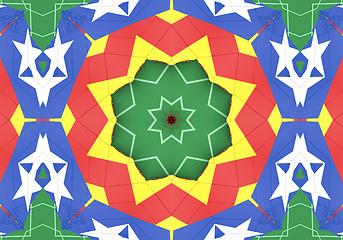 Image showing Ethnic pattern. Abstract kaleidoscope  fabric design.