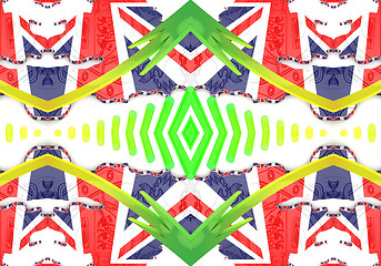 Image showing Ethnic pattern. Abstract kaleidoscope  fabric design.