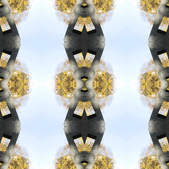 Image showing Ethnic pattern. Abstract kaleidoscope  fabric design.