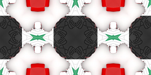 Image showing Ethnic pattern. Abstract kaleidoscope  fabric design.