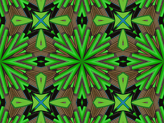 Image showing Ethnic pattern. Abstract kaleidoscope  fabric design.