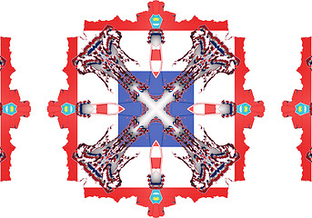 Image showing Ethnic pattern. Abstract kaleidoscope  fabric design.