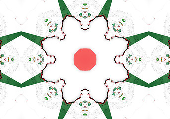 Image showing Ethnic pattern. Abstract kaleidoscope  fabric design.