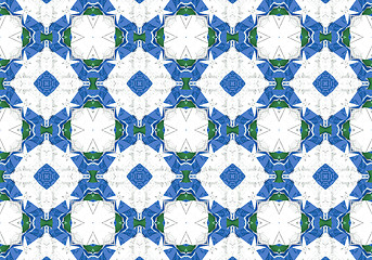 Image showing Ethnic pattern. Abstract kaleidoscope  fabric design.