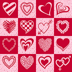 Image showing Hand drawn hearts set