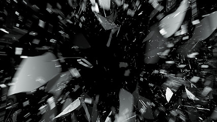 Image showing Destructed or Shattered glass with motion blur on black