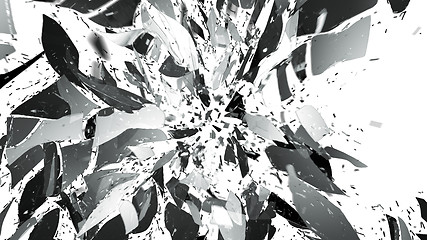 Image showing Broken or Shattered glass with motion blur on white