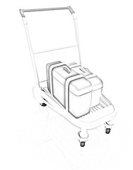 Image showing Trolley for luggage at the airport and luggage