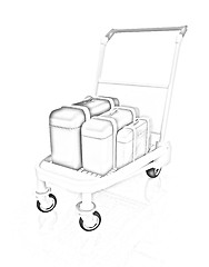 Image showing Trolley for luggage at the airport and luggage