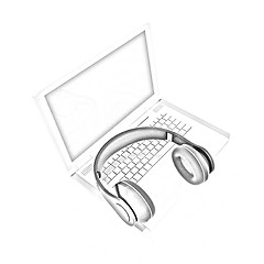 Image showing Headphone and Laptop 