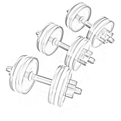 Image showing Colorful dumbbells on a white background