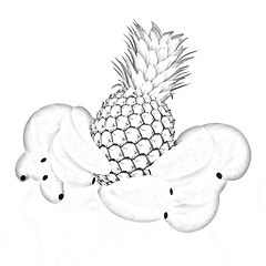 Image showing pineapple and bananas