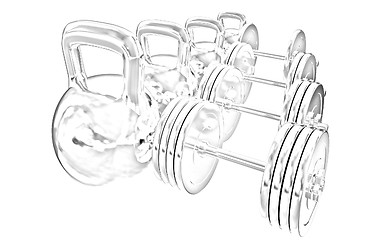 Image showing Metal weights and dumbbells 