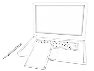 Image showing laptop and notepad 