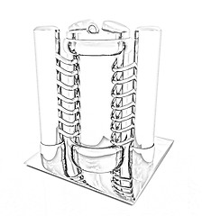 Image showing Abstract chrome metal pressure vessel