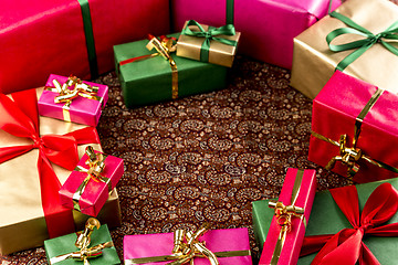 Image showing Circular Arrangement of Wrapped Gifts