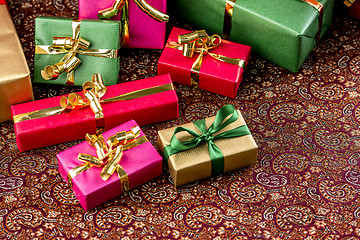 Image showing Festive Cloth, Half Covered with Gifts