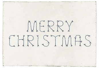 Image showing Merry Christmas greetings slogan on plywood board