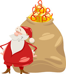 Image showing santa with gifts cartoon illustration