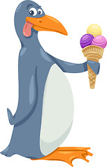 Image showing penguin with ice cream cartoon