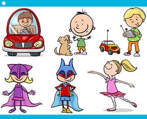 Image showing cute little children cartoon set