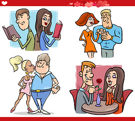 Image showing valentine couples in love cartoon set