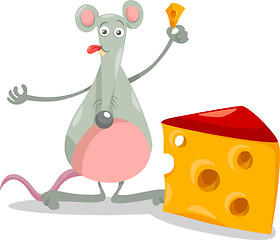 Image showing mouse with cheese cartoon illustration