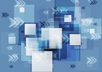 Image showing Blue corporate geometry background with squares and arrows