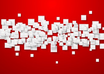 Image showing White and red abstract tech background