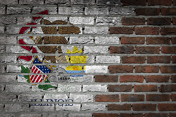 Image showing Brick wall texture with flag