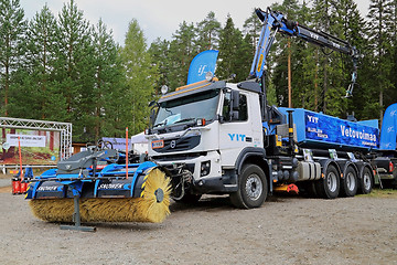 Image showing Volvo FMX 420 Truck Equipped with Snowek Rotary Broom