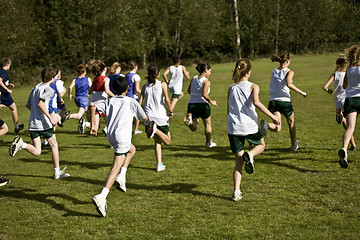 Image showing Cross Country Runners Leave the Starting Line