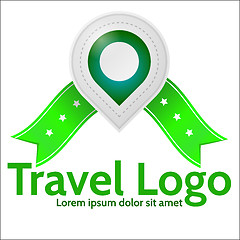 Image showing Green geolocation marker vector emblem for travel