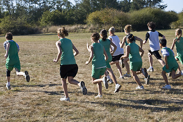 Image showing Cross Country Runners Leave the Starting Line