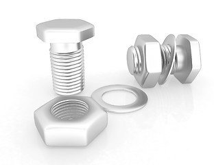 Image showing stainless steel bolts with a nuts and washers