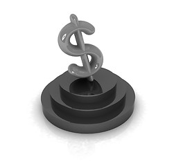 Image showing Dollar sign on podium. 3D icon on white