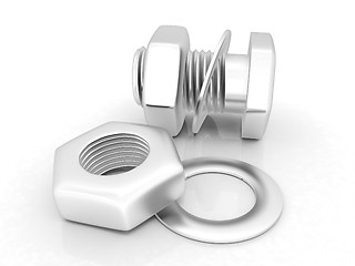 Image showing stainless steel bolts with a nuts and washers