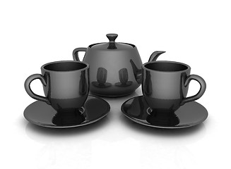 Image showing 3d cups and teapot 