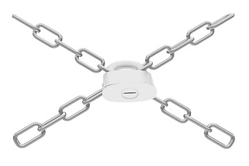 Image showing chains and padlock on white background - 3d illustration