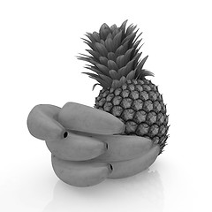 Image showing pineapple and bananas