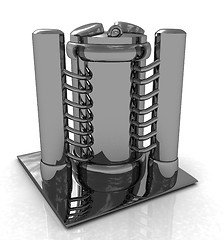 Image showing Abstract chrome metal pressure vessel