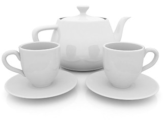 Image showing 3d cups and teapot 