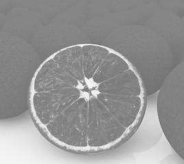 Image showing half oranges and oranges