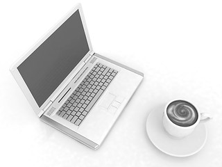 Image showing 3d cup and a laptop