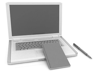 Image showing laptop and notepad 